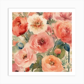 Peach Roses Art Print