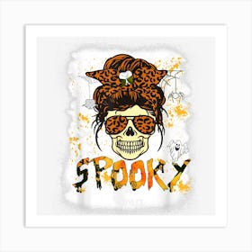 One Spooky Oma Witchy Skull Witch Womens Messy Bun Art Print