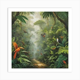 Tropical Jungle Art Print Paintings 3 Art Print