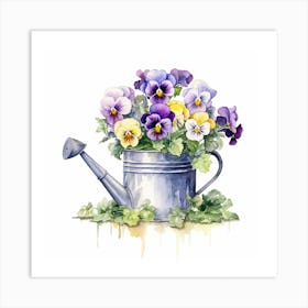 Marion Metal Watering Can With Pansies Watercolor White Backgro 8e3bc8b4 90d8 4d3b Ae9e Ecd4d0324af0 Art Print
