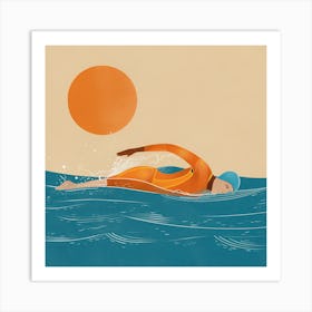 Swimming In The Ocean Art Print