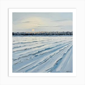 Winter Field At Sunset Art Print