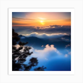 Sunrise Over Clouds Art Print