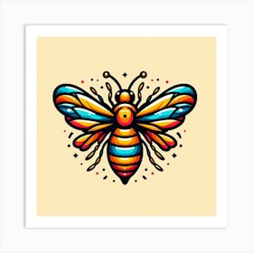 Bee Tattoo Design 1 Art Print