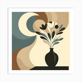 Flowers In A Vase In Boho Art 1 Art Print