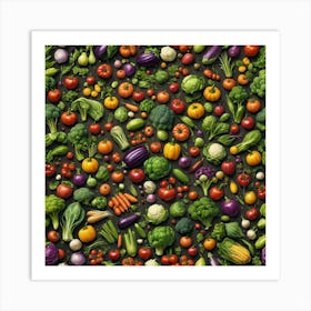 Seamless Pattern Of Vegetables Art Print