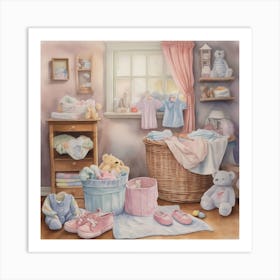 Laundry Basket Brimming With Baby 3 Art Print