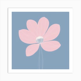 A White And Pink Flower In Minimalist Style Square Composition 454 Art Print