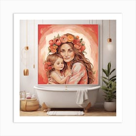 Mother And Daughter Painting Art Print