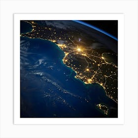 Earth At Night 1 Art Print