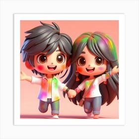 Holi Couple 11 Art Print