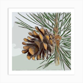 Cone Pine Tree Coniferous Branch Art Print