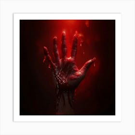 Bloody Handprint With A Sinister Texture Deep Red Hue Backlit By A Ghostly Glow Shadowy Surface Wh 2 1 Art Print