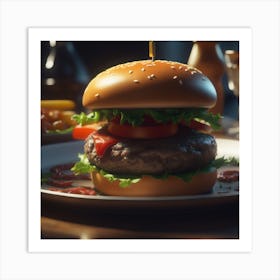 Burger On A Plate 117 Art Print