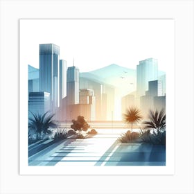 Cityscape At Sunset 4 Art Print