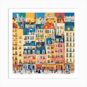 Cityscape Morning Walk Abstract Art Print