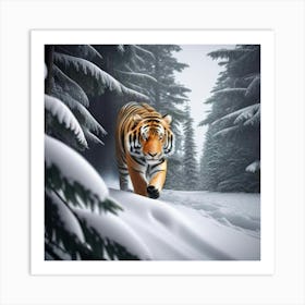 Tiger In The Sibirean Forest Art Print