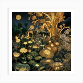 Gilded Garden Nocturnal Blooms (4) Art Print