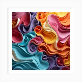 Abstract Colorful Paper Wavy Background 1 Art Print