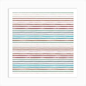 Marker Stripes Colorful Red Blue Square Art Print
