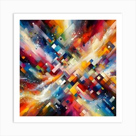 Colorful Splashes Of Paint, Geometric, Abstract Art 3 1 Art Print