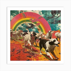 Sheep Dog Rainbow Collage 1 Art Print