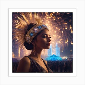 Beautiful Woman In A Costume ( pharaoh and ancient Egyptian ) Art Print