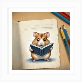 Hamster Reading A Book 7 Art Print