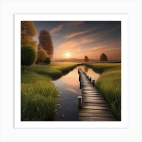 Sunset On The Bridge Art Print