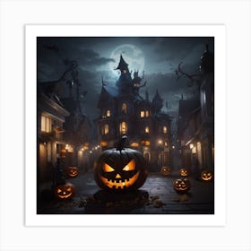 Halloween Pumpkins In The Street Art Print