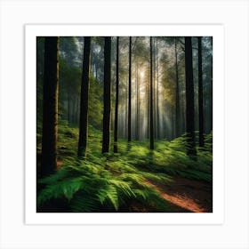 Ferns In The Forest 4 Art Print