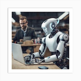 Robot In A Factory Art Print