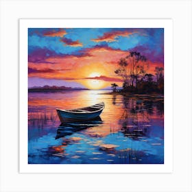 Sunset Boat Art Print