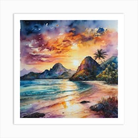 Sunset On The Beach 6 Art Print