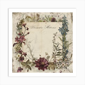 Vintage Floral Frame Art Print