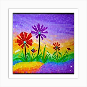 Mosaic Flower Painting Art Print