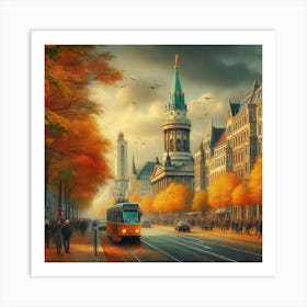 Berlin City Street In Autumn Art Print