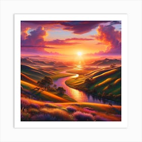 Sunset In The Valley Art Print