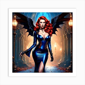 Gothic Woman With Wings 1 Art Print