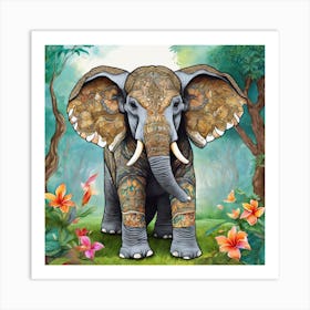 Elephant In The Forest 1 Art Print