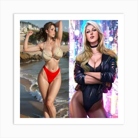 Two Women In Bikinis 12 Art Print