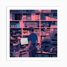 Man In A Computer Room Art Print