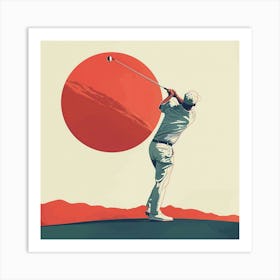 A Golfer Teeing Off Minimal Illustration 1 Art Print