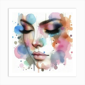 Watercolor Of A Woman'S Face 26 Art Print