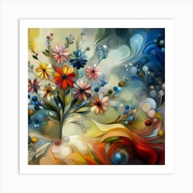 Flowers oil painting abstract painting art 14 Art Print