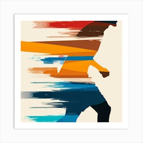 Silhouette Of Man Running Art Print