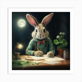 Rabbit Writing 3 Art Print