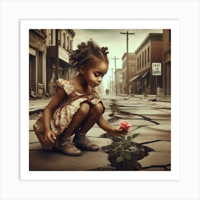 Little Girl With A Rose Art Print