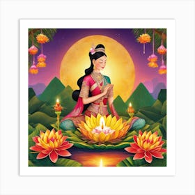 Thai Loy Krathong Art Print