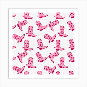 Pink Cowboy Boots Art Print